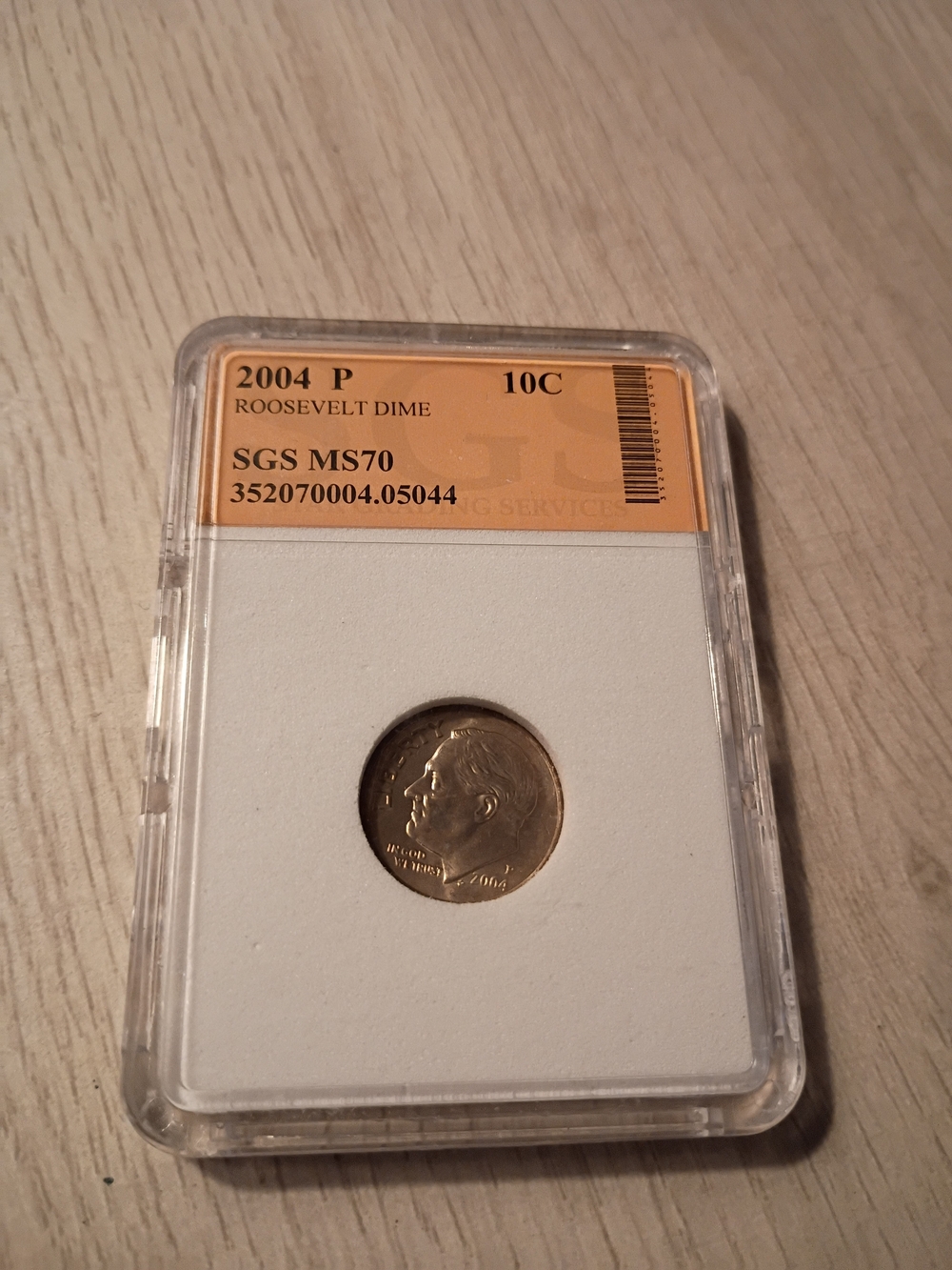 2004 Roosvelt Dime in Clear Protective Holder